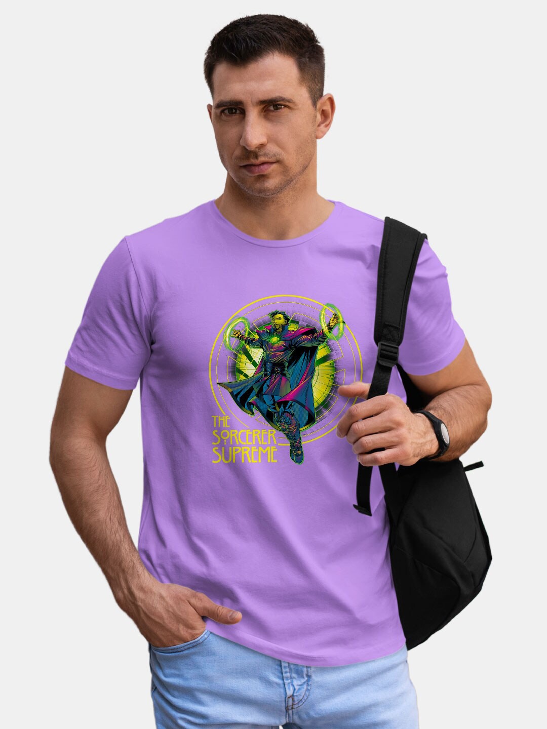 

macmerise Graphic Printed Bio Finish Cotton T-Shirt, Violet