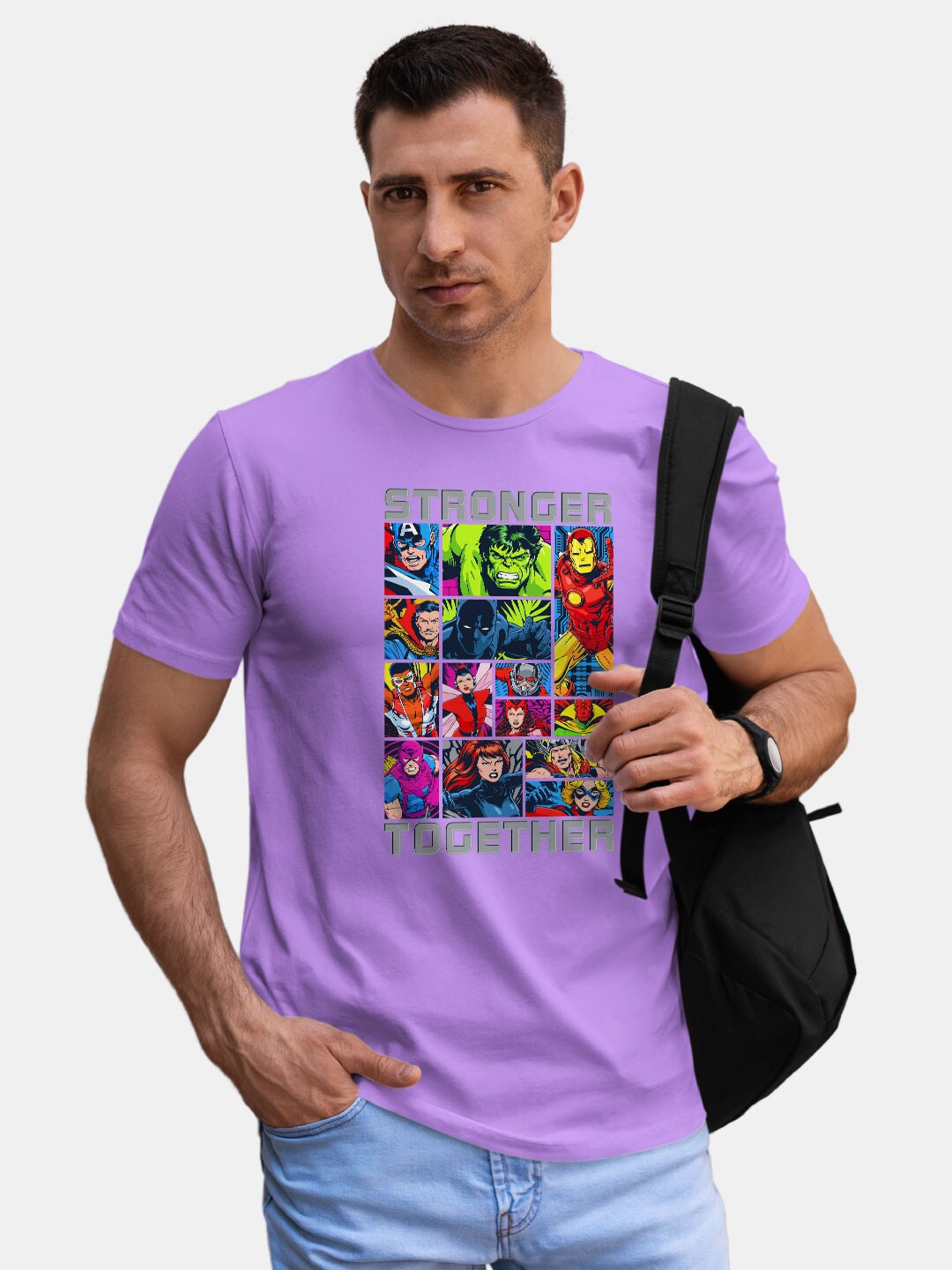 

macmerise Avengers Printed Bio Finish Cotton T-Shirt, Violet