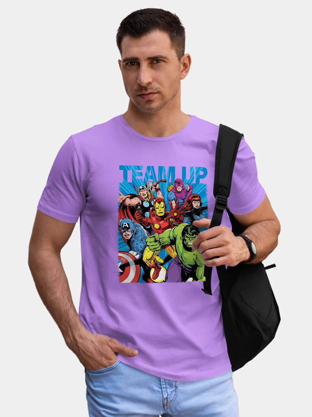 

macmerise Avengers Printed Bio Finish Cotton T-Shirt, Violet