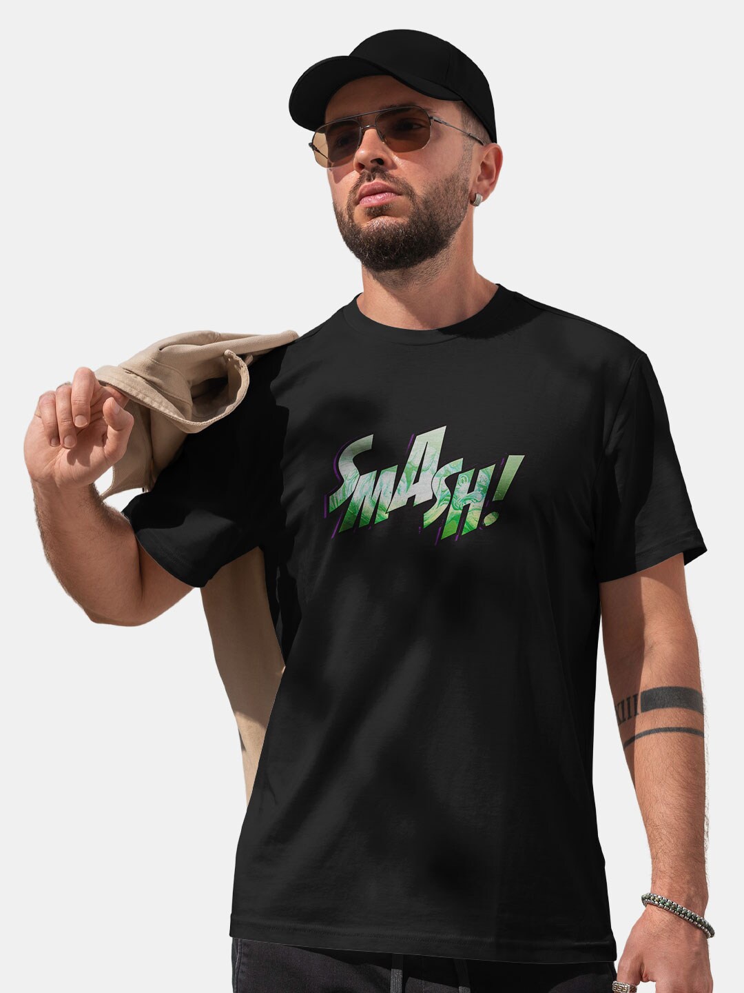 

macmerise Hulk Printed Bio Finish Cotton T-shirt, Black