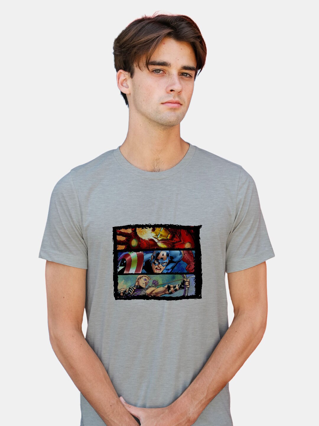 

macmerise Avengers Graphic Printed Bio Finish Cotton T-shirt, Grey