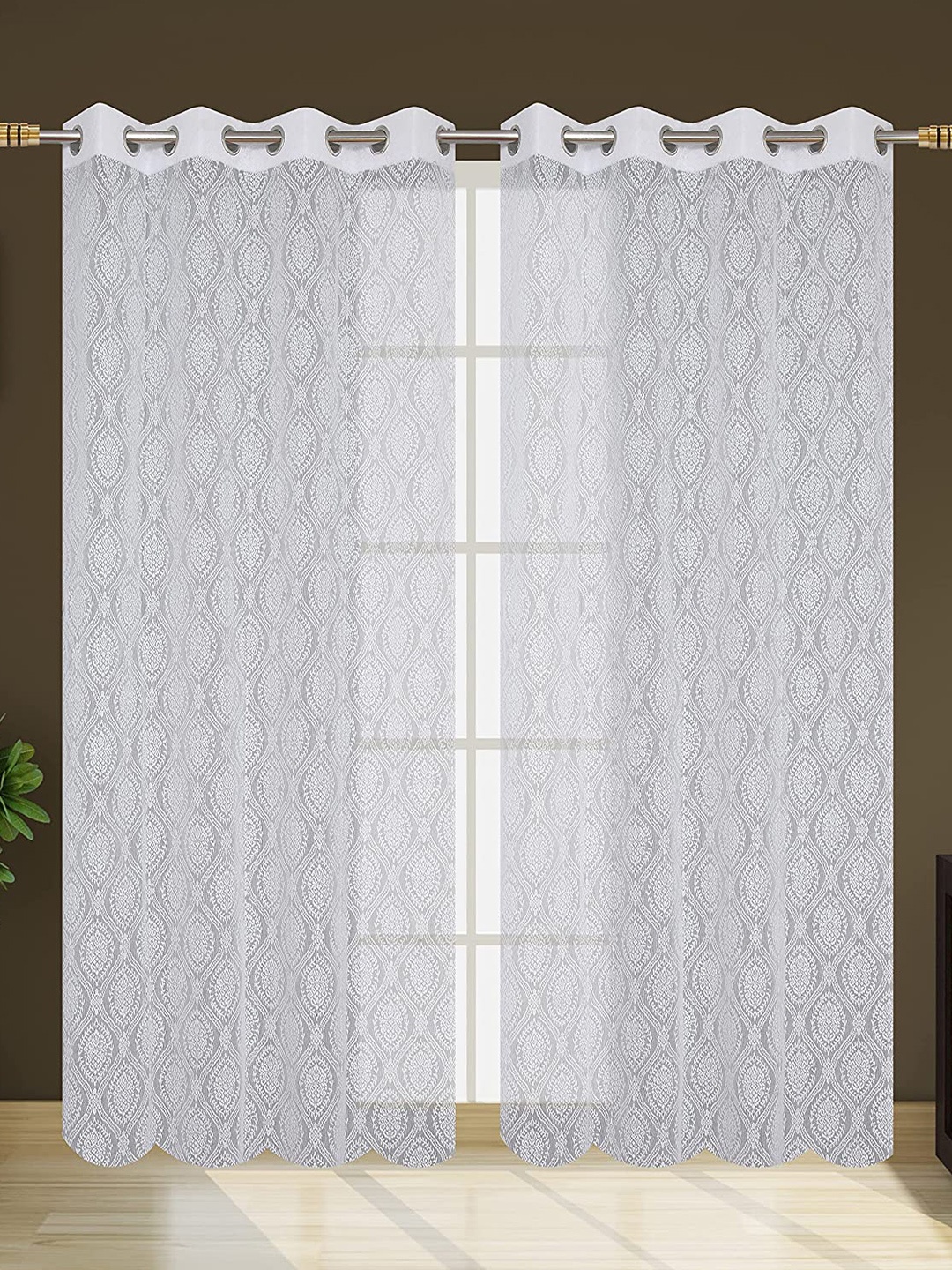 

JARS Collections White Self Design Sheer Door Curtain