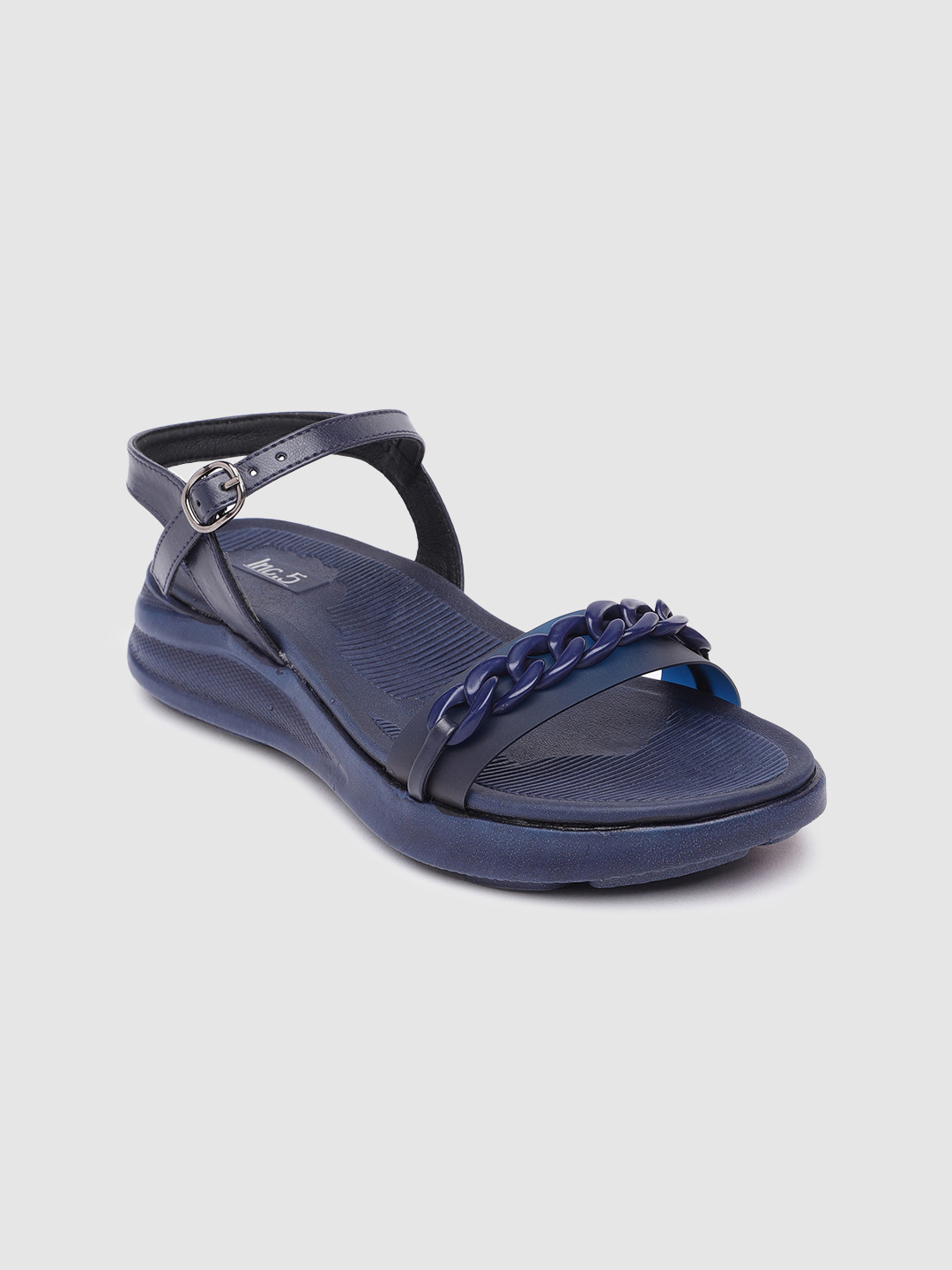 

Inc 5 Women Textured Open Toe Flats, Navy blue