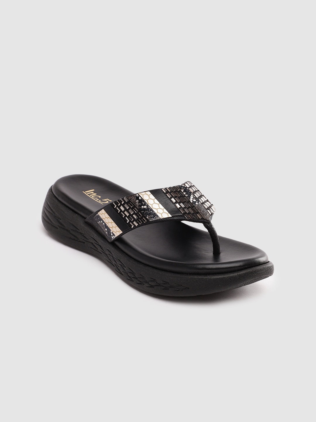 

Inc 5 Women Embellished T-Strap Flats, Black