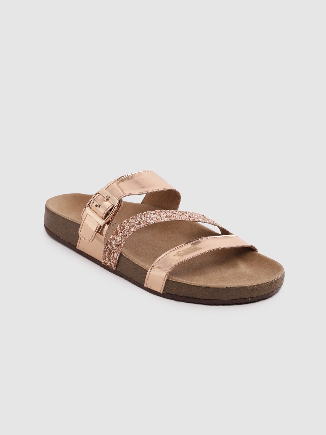 

Inc 5 Women Western Embellished Open Toe Flats With Buckle Detail, Rose gold