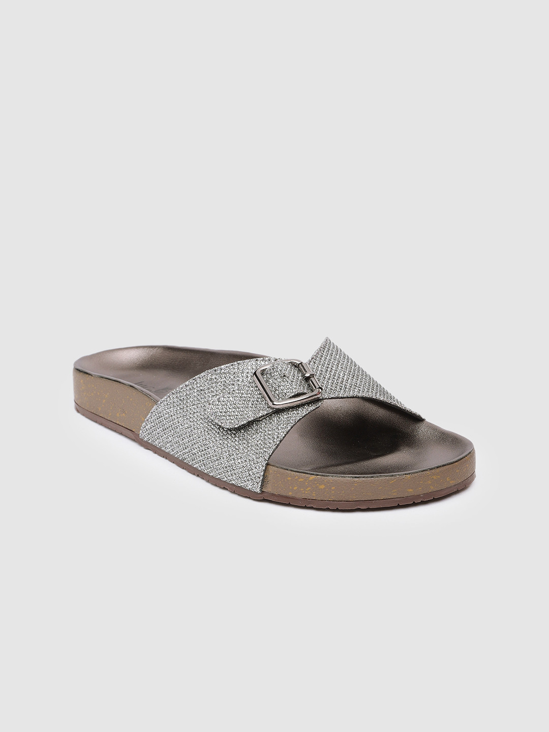 

Inc 5 Women Embellished Open Toe Flats with Buckles, Silver