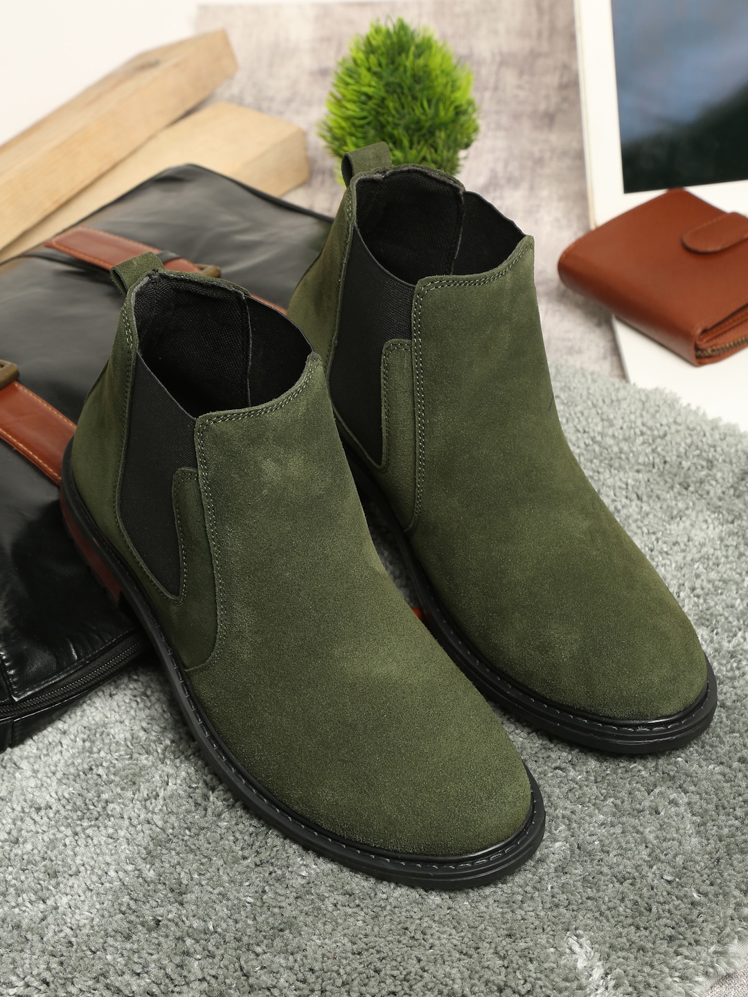 

LOUIS STITCH Men Lightweight Chelsea Boots, Green