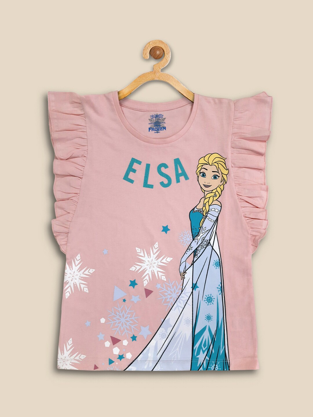 

Kids Ville Girls Frozen Printed Cotton T-Shirt, Pink