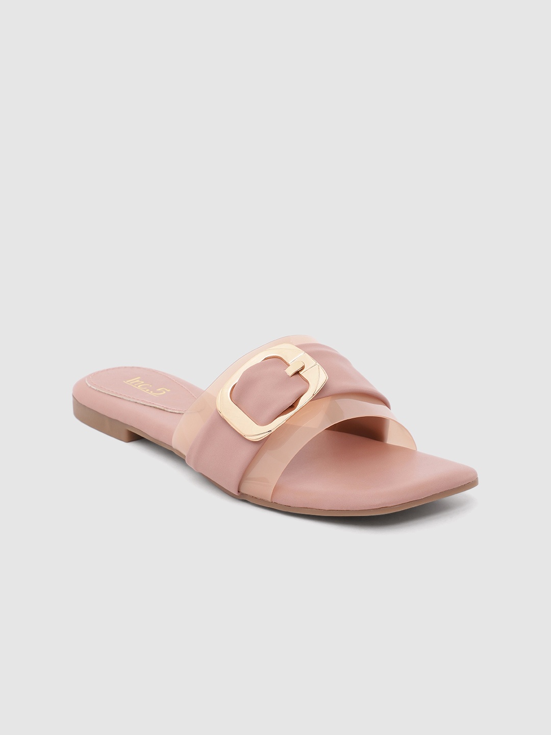 

Inc 5 Women Open Toe Flats with Buckle, Nude