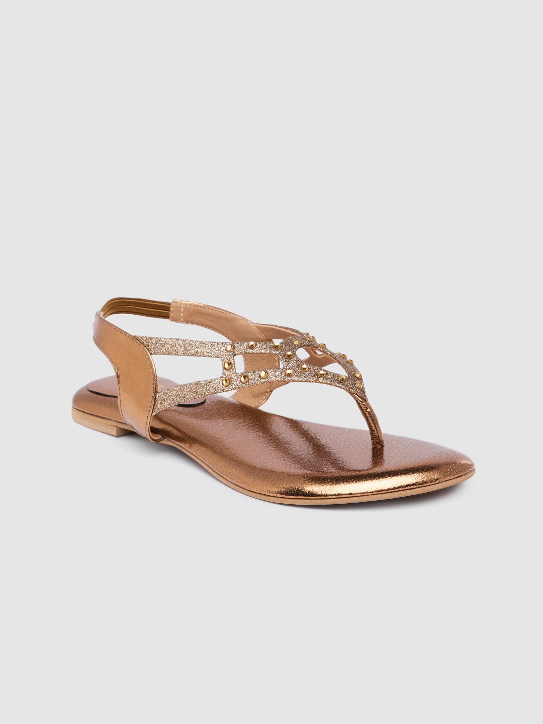 

Inc 5 Women Glitter Embellished T-Strap Flats, Gold