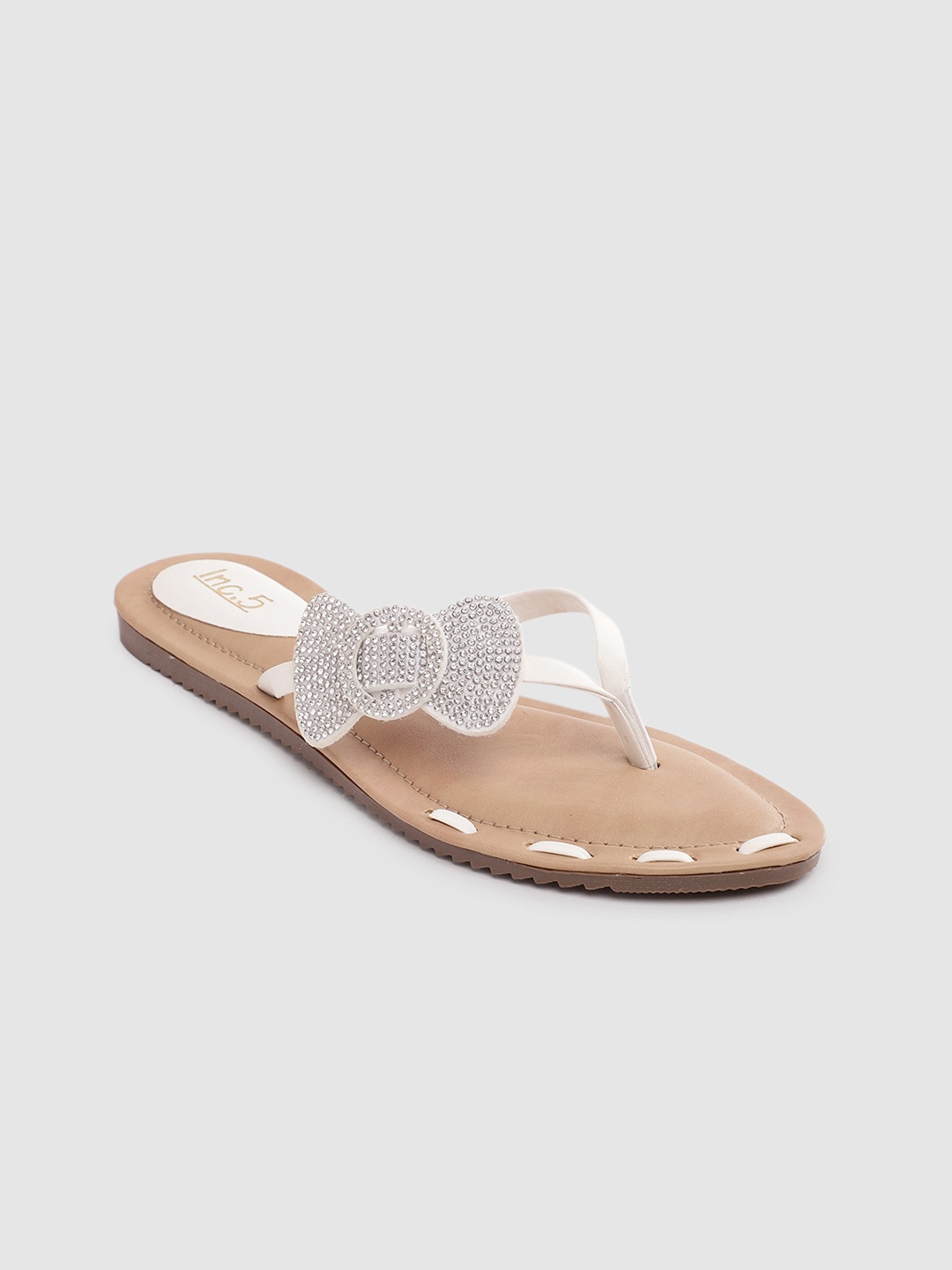 

Inc 5 Embellished Bow Thong Style Flats, White