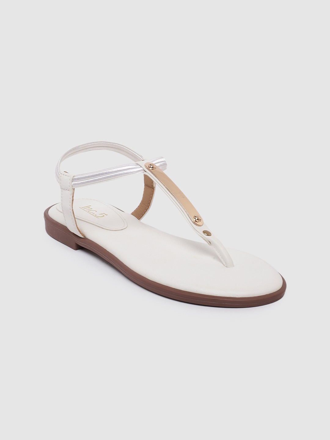 

Inc 5 Women Embellished T-Strap Flats, White