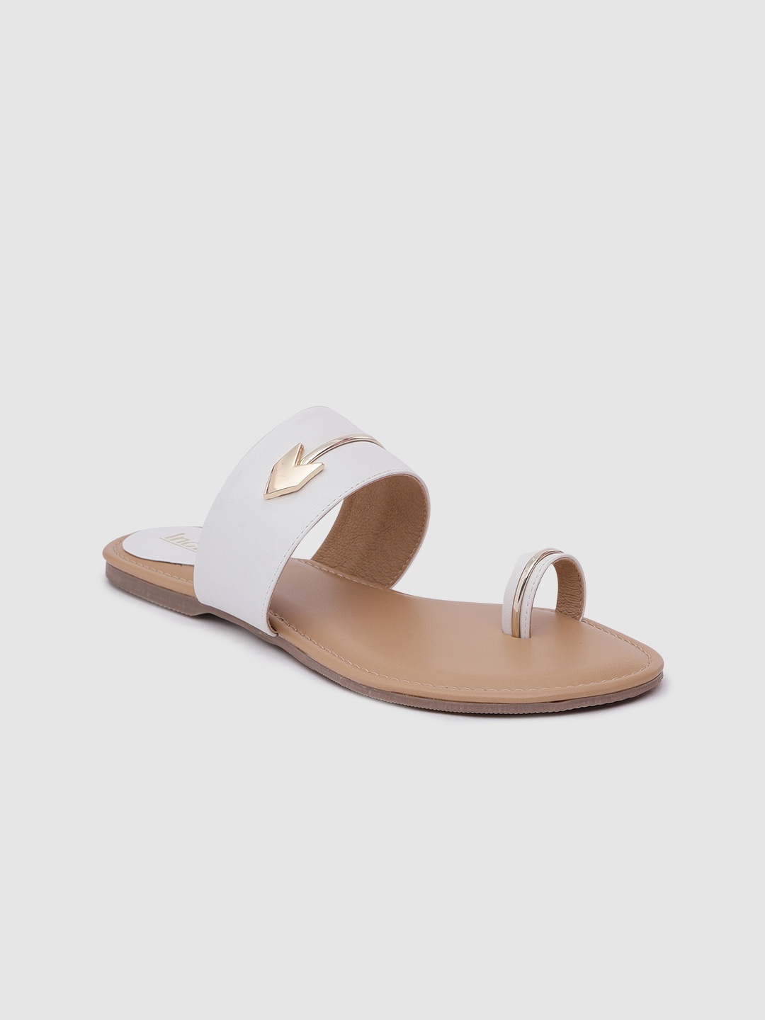 

Inc 5 Women Western Embellished One Toe Flats, White
