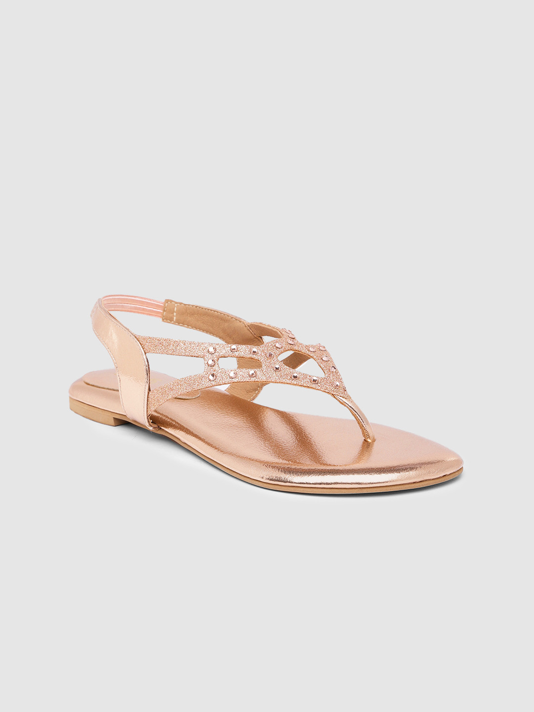 

Inc 5 Women Glitter Embellished T-Strap Flats, Rose gold
