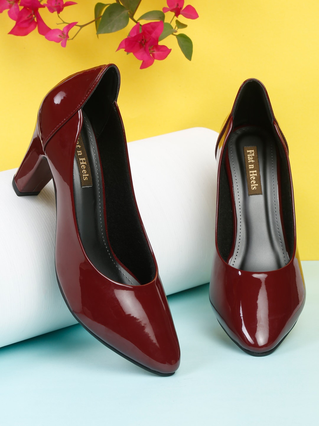 

Flat n Heels Pointed Toe Block Heel Pumps, Maroon