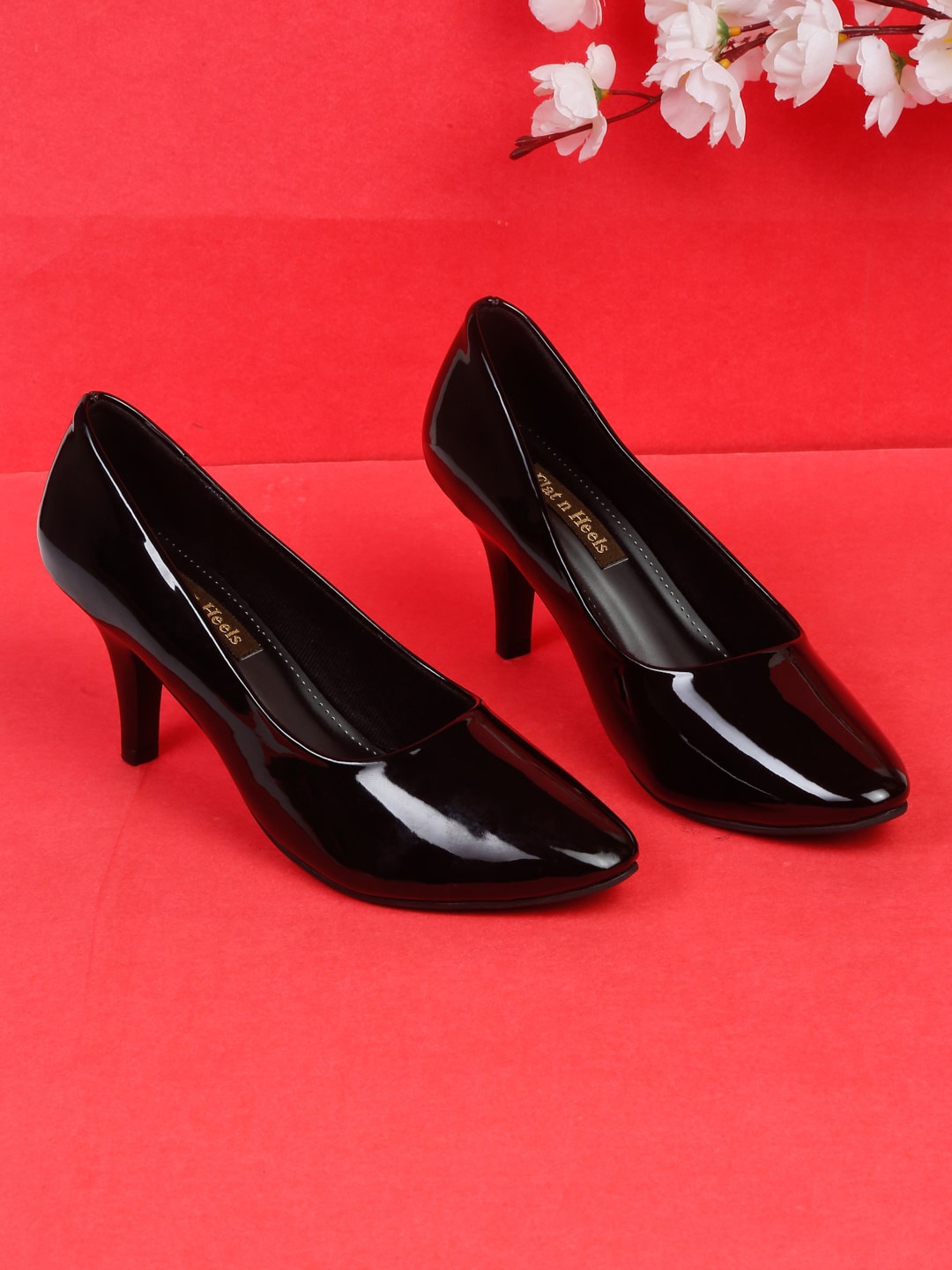 

Flat n Heels Pointed Toe Slim Heel Pumps, Black