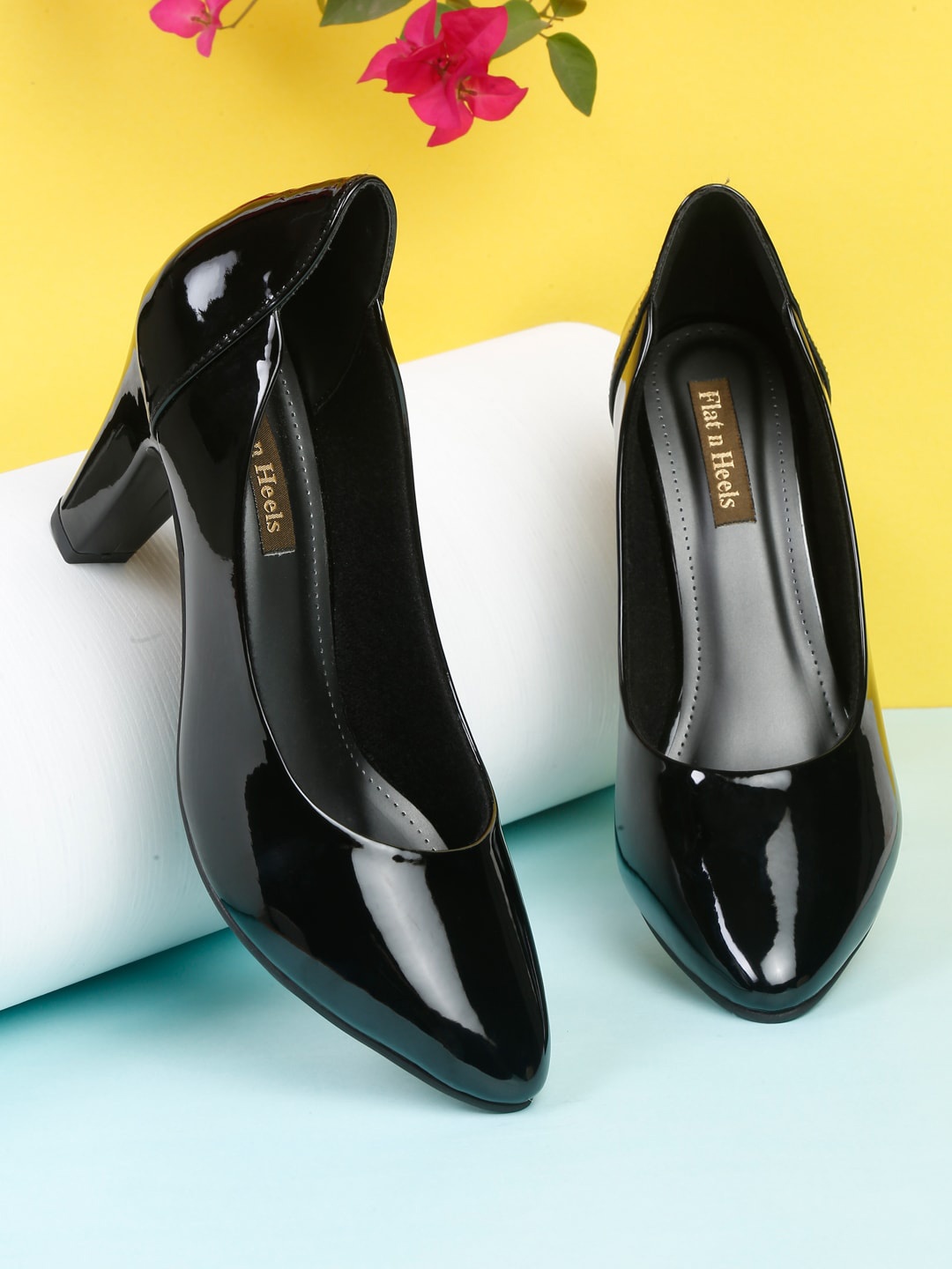 

Flat n Heels Pointed Toe Block Heel Pumps, Black