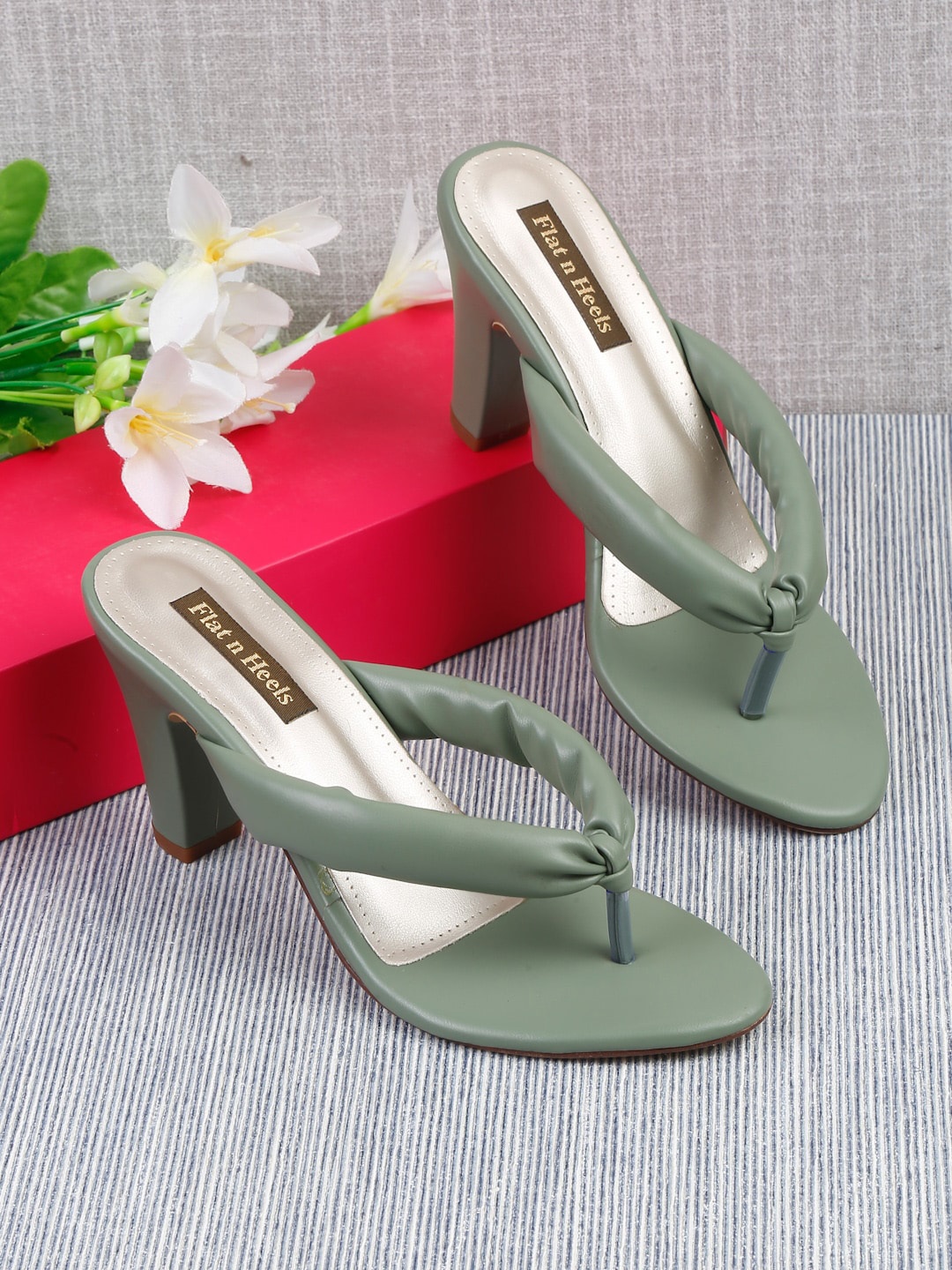 

Flat n Heels T-Strap Block Heels, Olive