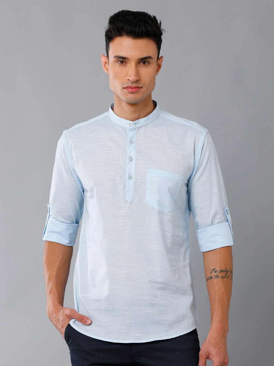 

YOVISH Men Blue Comfort Opaque Casual Shirt