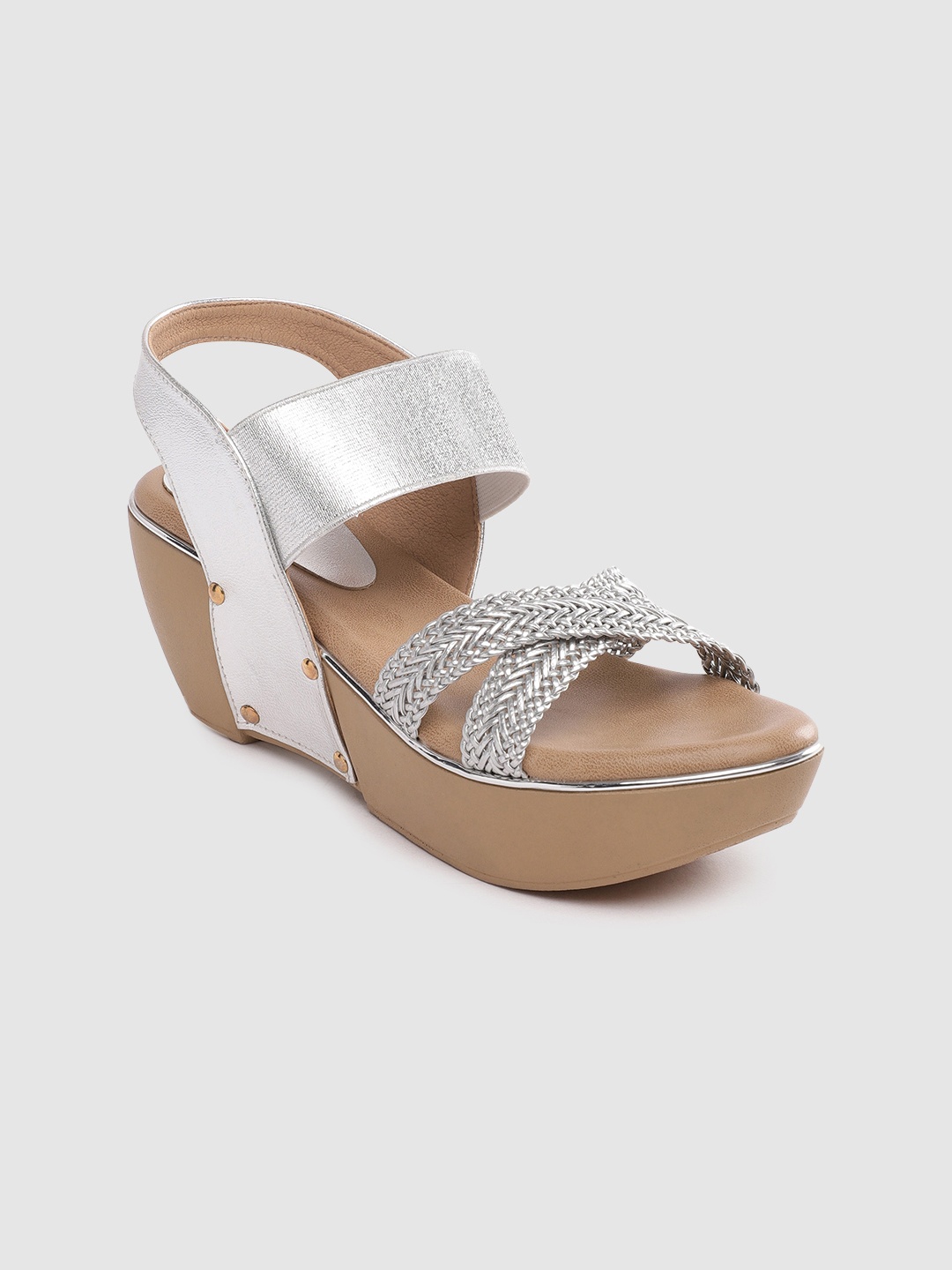 

Inc 5 Women Textured Open Toe Wedges, Silver