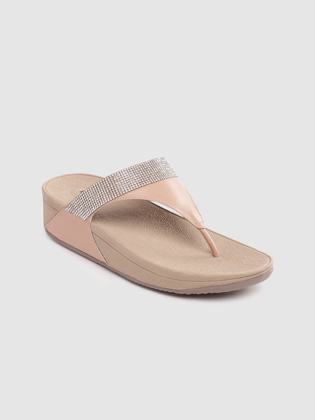 

Inc 5 Women Western Embellished Wedge T-Strap Style Comfort Sandals, Peach