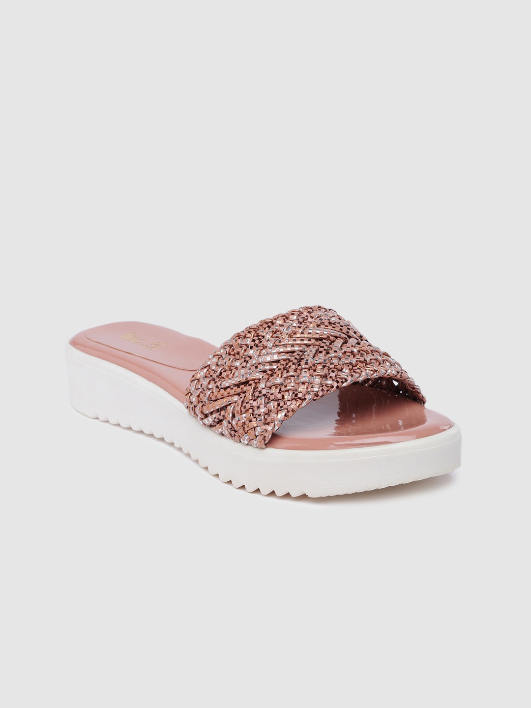 

Inc 5 Women Woven Textured Open Toe Flats, Peach