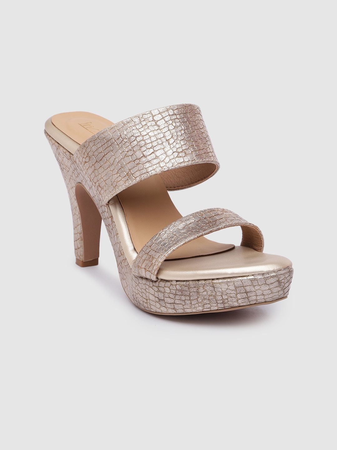 

Inc 5 Croc Textured with Shimmer Finish Platform Heels, Gold