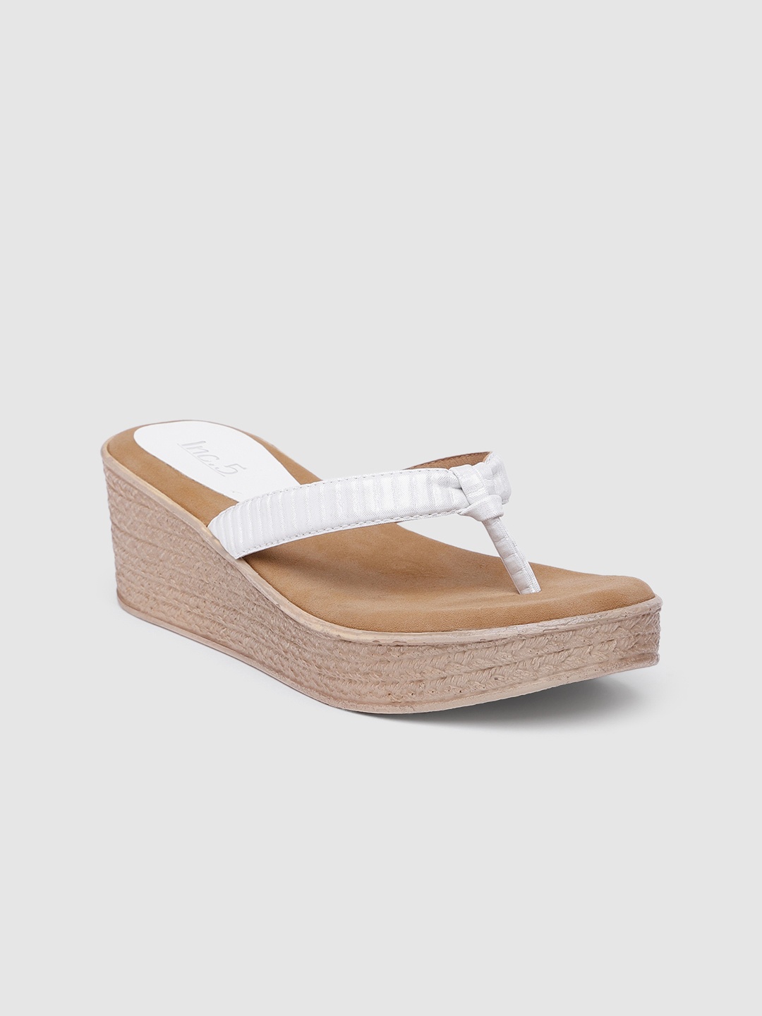

Inc 5 Textured T-Strap Wedges, White