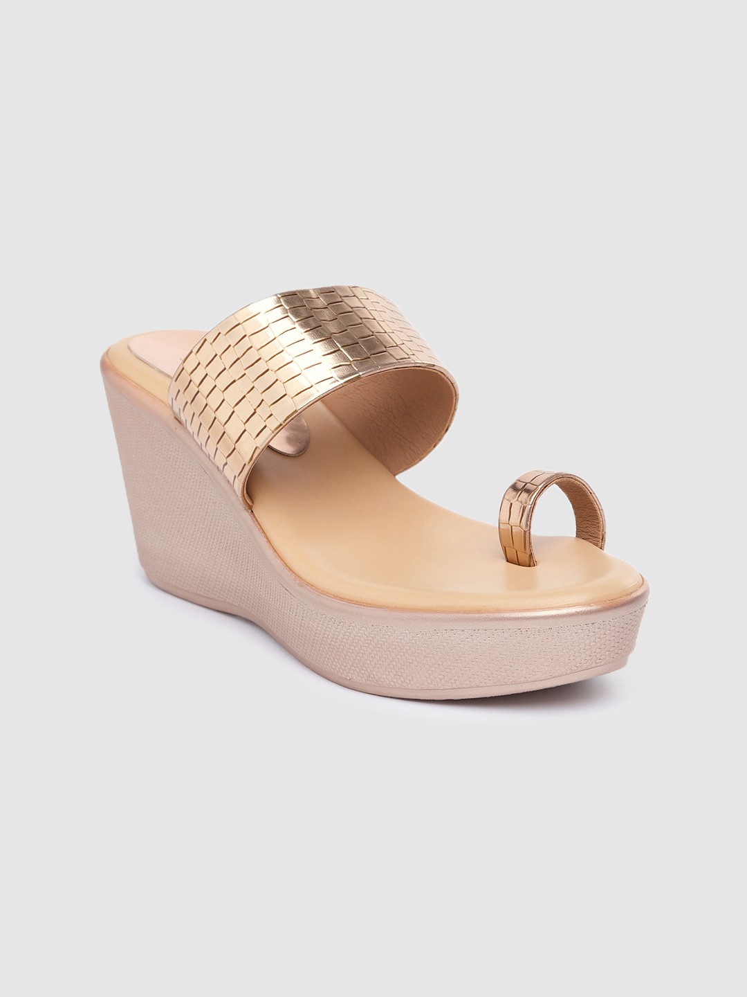 

Inc 5 Textured One Toe Wedges, Rose gold
