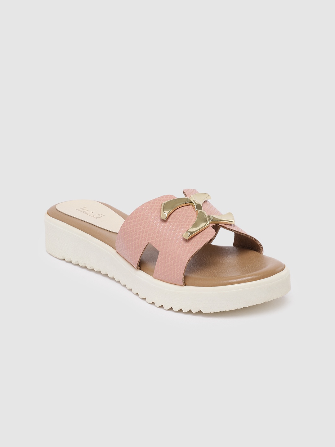 

Inc 5 Women Textured Flatform Sandals With Western Embellishment, Peach