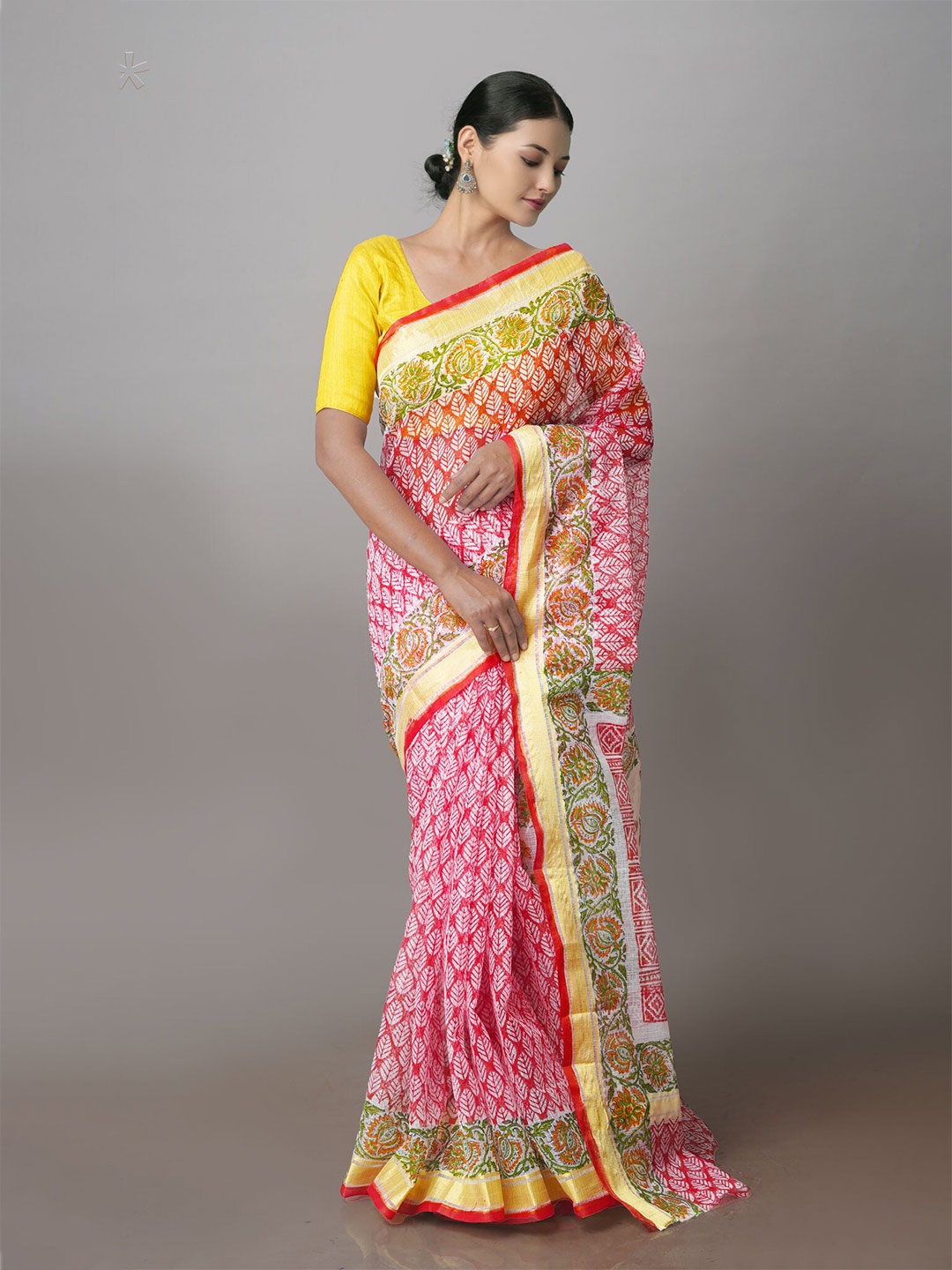

Unnati Silks Ethnic Motifs Zari Pure Cotton Kota Saree, Red