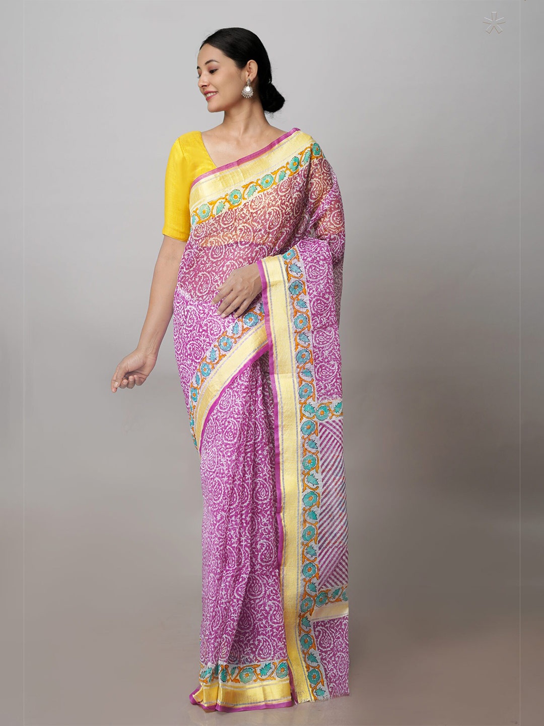 

Unnati Silks Paisley Zari Pure Cotton Kota Handloom Saree, Magenta