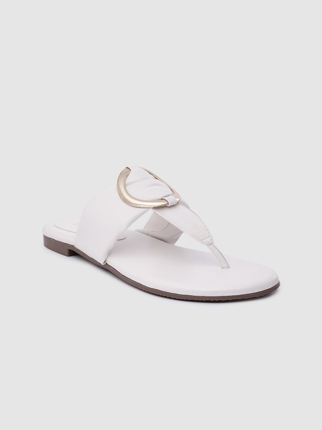 

Inc 5 Women Solid T-Strap Flats, White