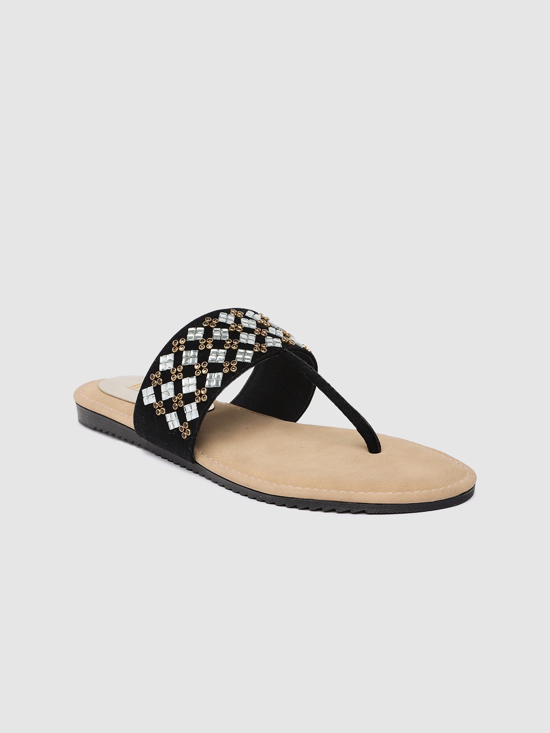 

Inc 5 Women Ethnic Embellished T-Strap Flats, Black