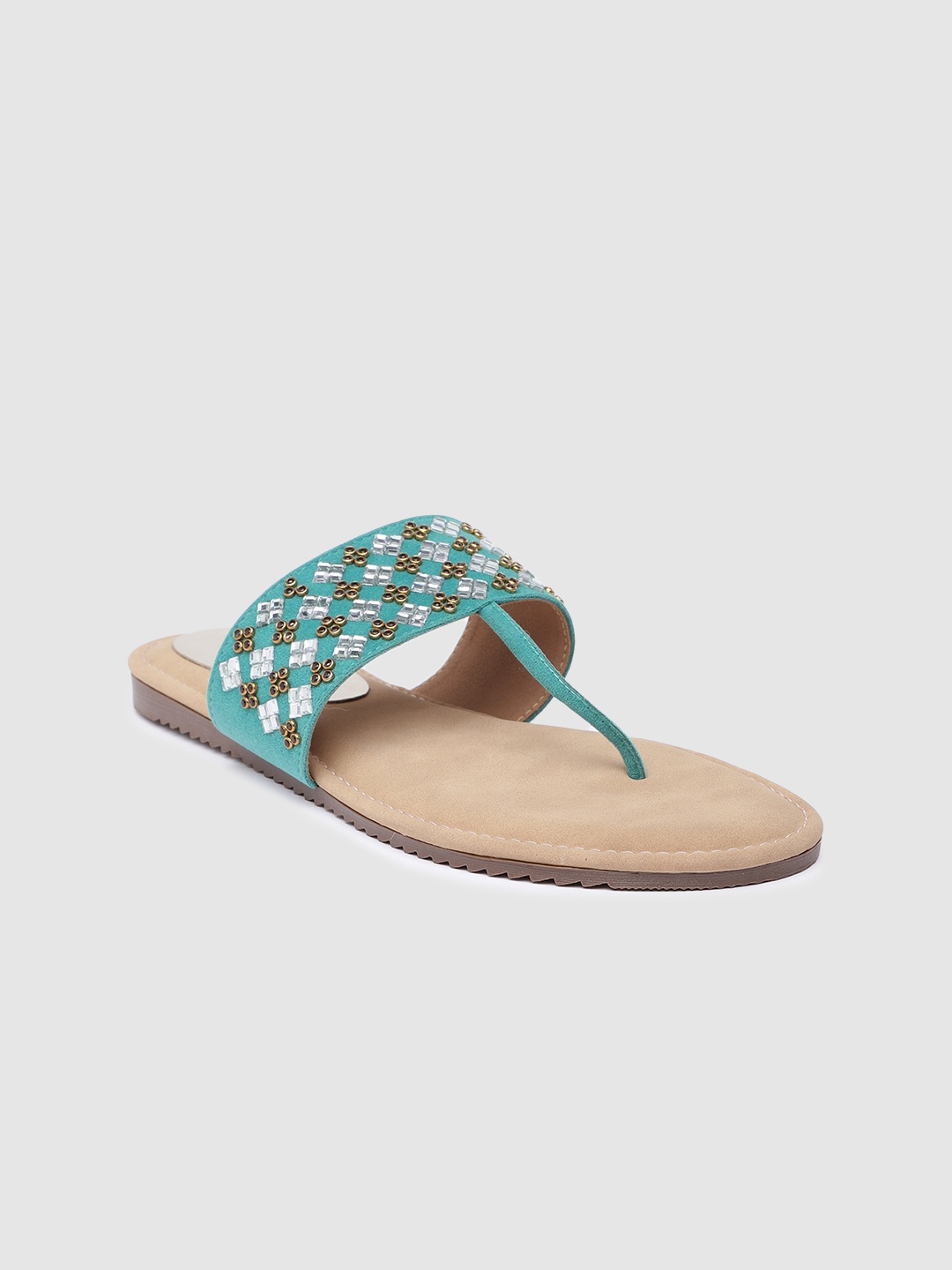 

Inc 5 Women Embellished T-Strap Flats, Green