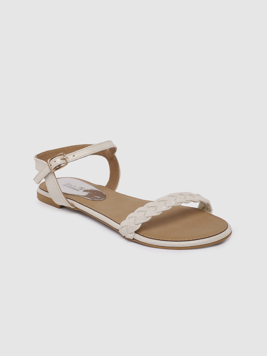 

Inc 5 Women Woven Design Open Toe Flats, White