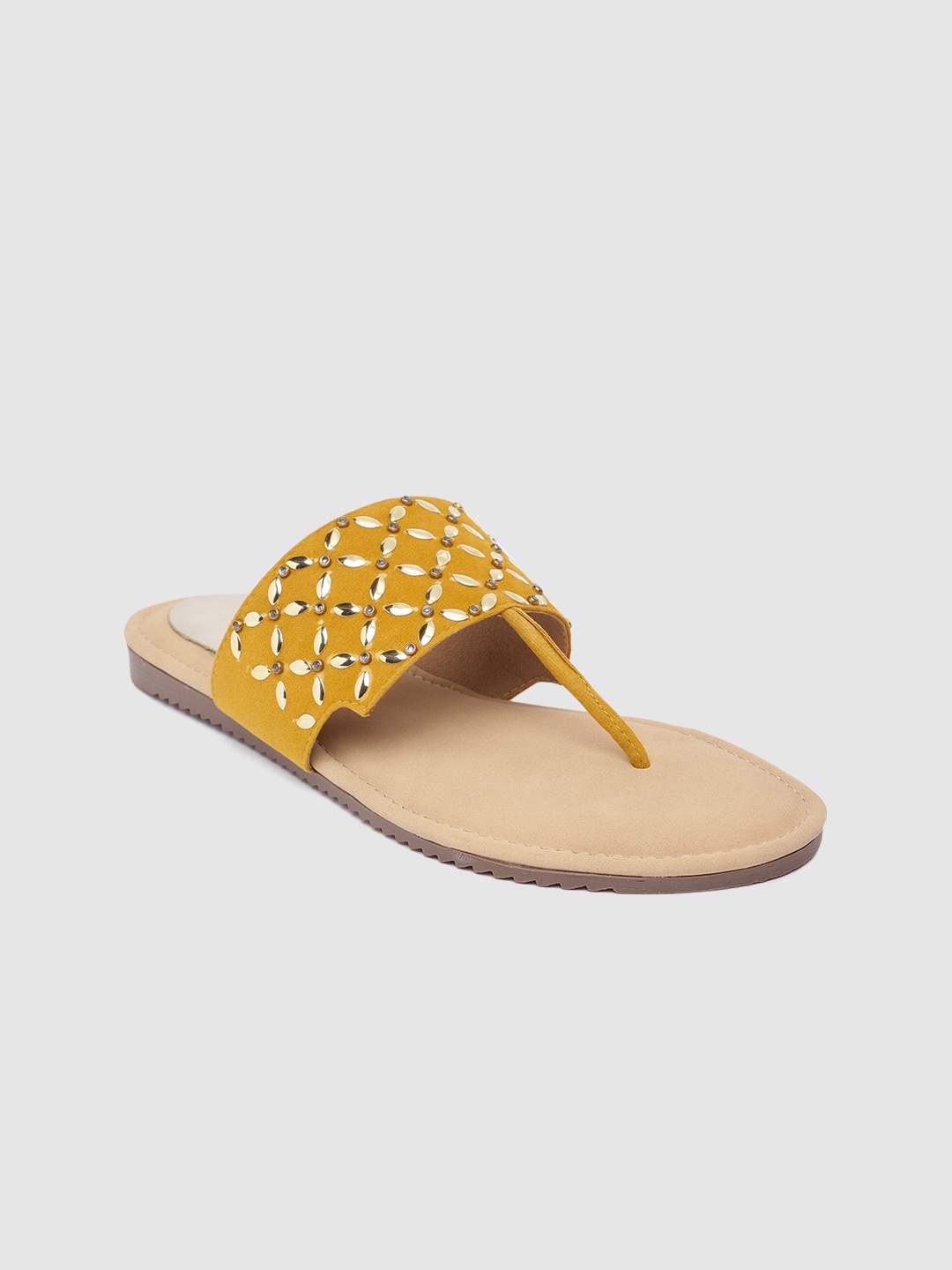 

Inc 5 Women Ethnic Embellished T-Strap Flats, Mustard