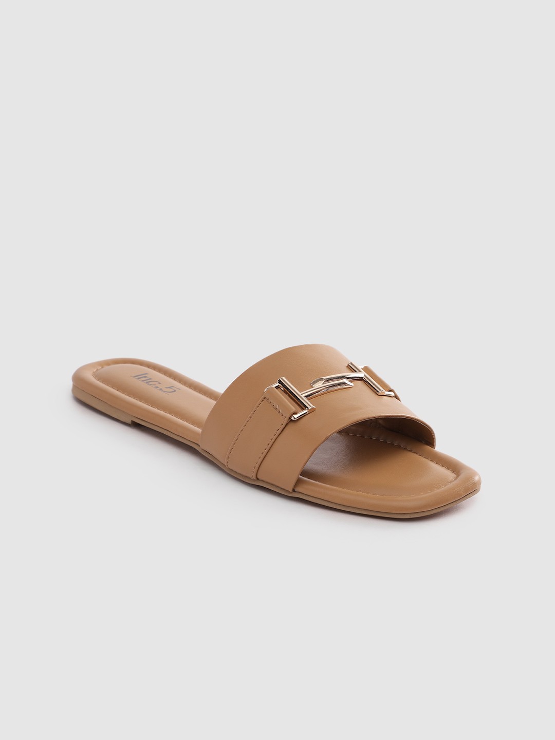 

Inc 5 Women Western Embellished Open Toe Flats, Beige