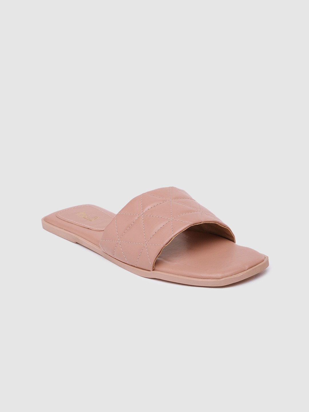 

Inc 5 Women Textured Open Toe Flats With Quilted Detail, Pink