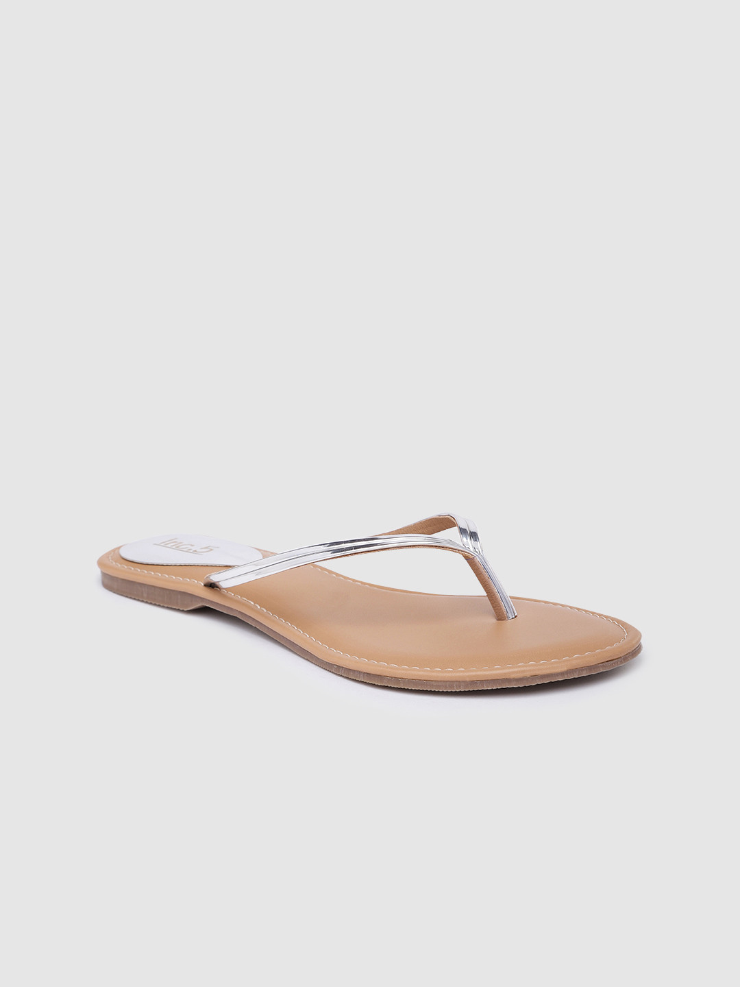 

Inc 5 Women Solid T-Strap Flats, Silver