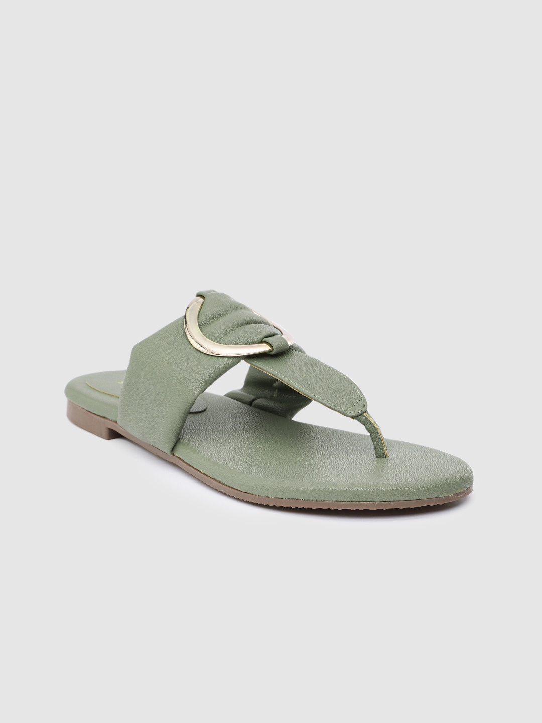 

Inc 5 Women Solid T-Strap Flats, Green