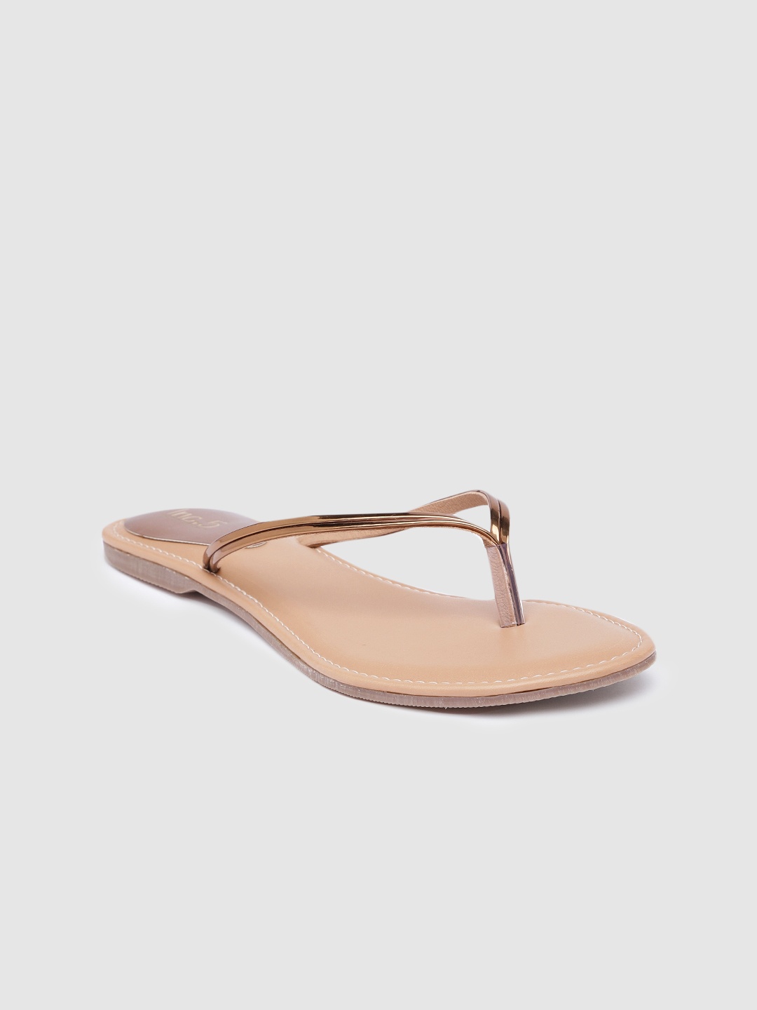 

Inc 5 Women Solid T-Strap Flats, Gold