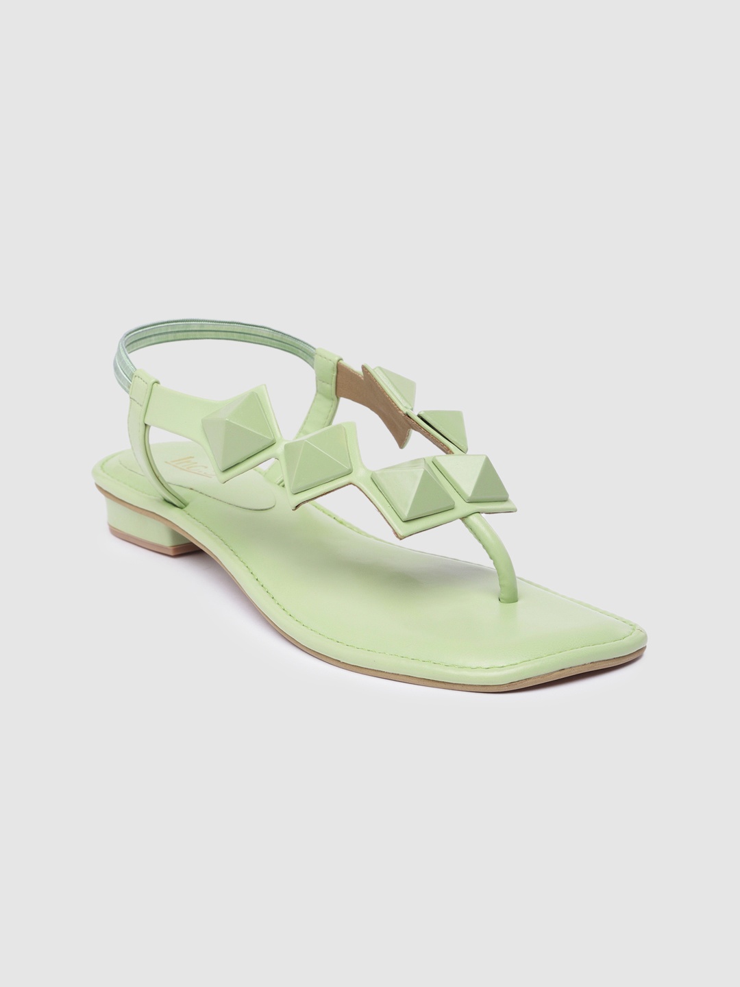 

Inc 5 Women Western Embellished Open Toe Flats, Green