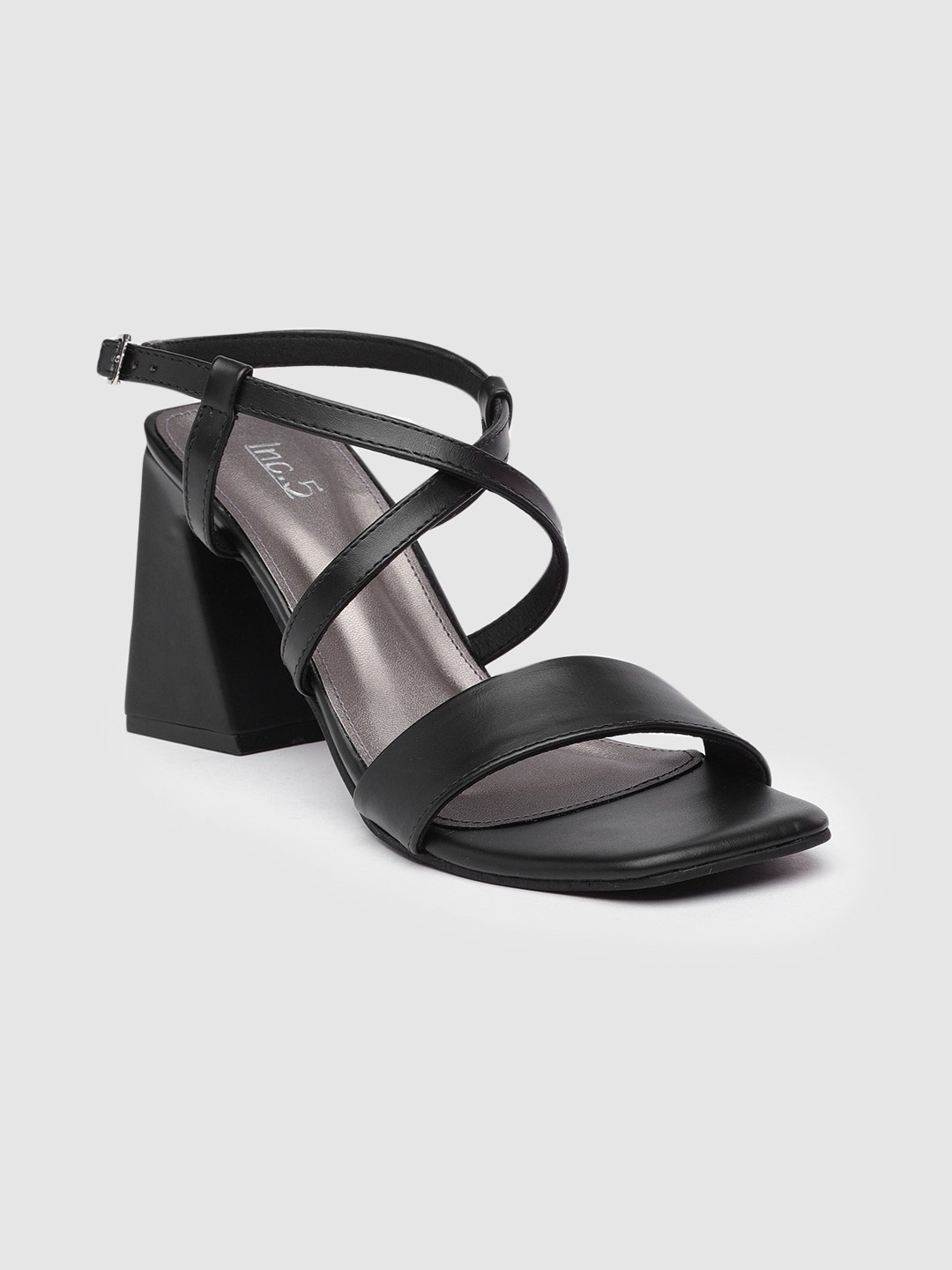 

Inc 5 Women Solid Block Sandals with Buckle Detail, Black