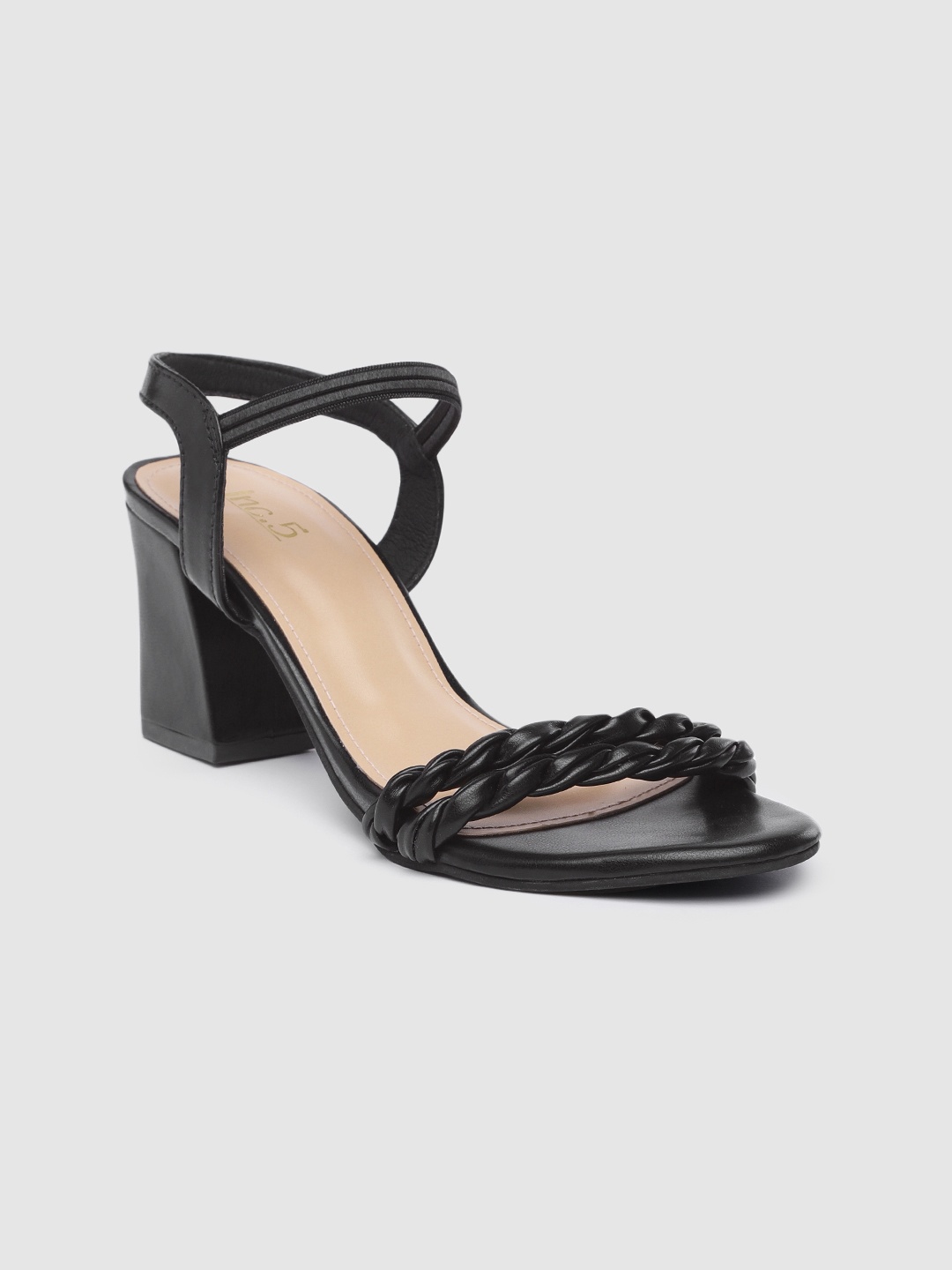 

Inc 5 Twisted Straps Semi-Flared Block Heels, Black