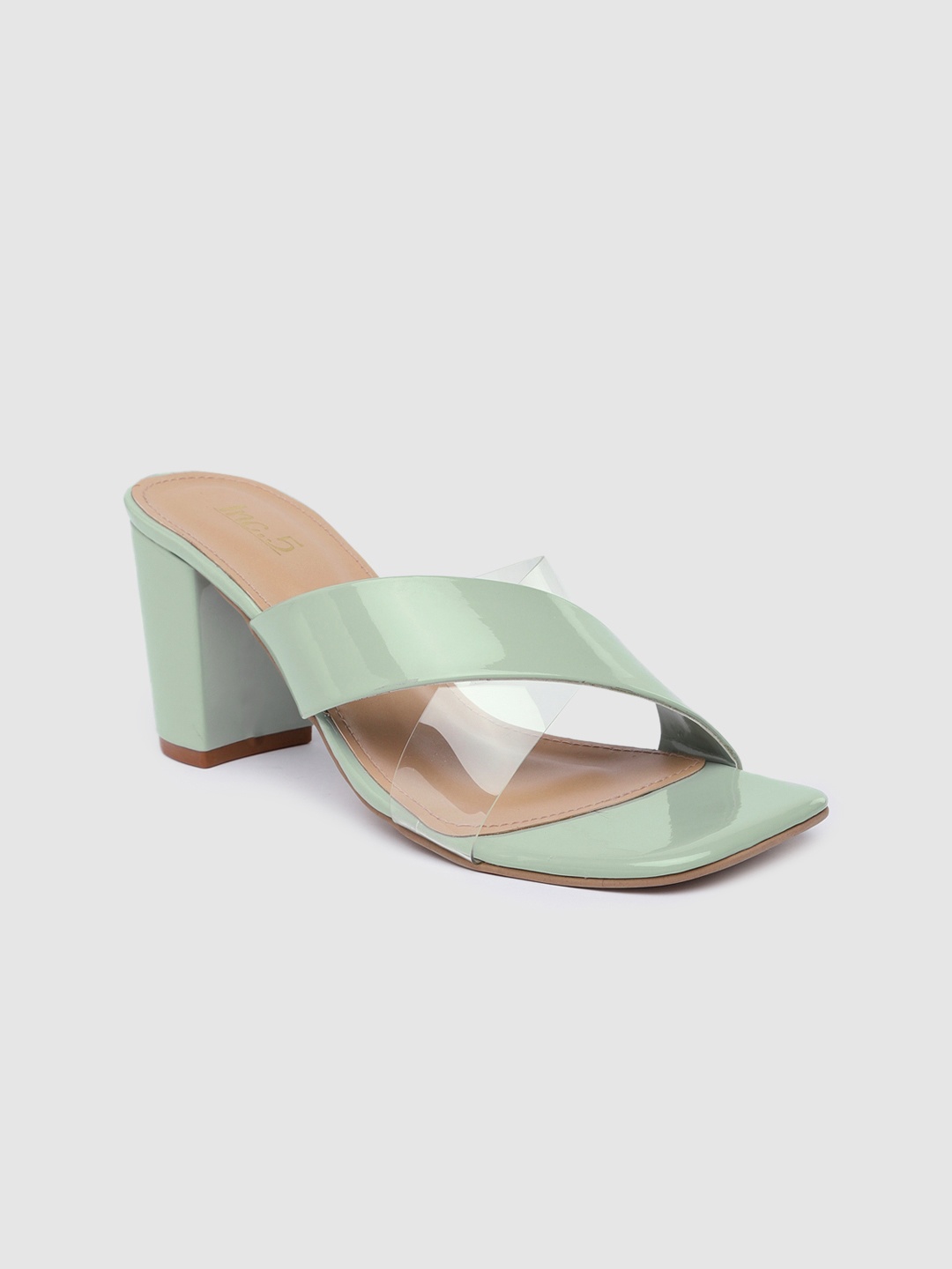 

Inc 5 Solid Block Heels with Transparent Strap, Sea green