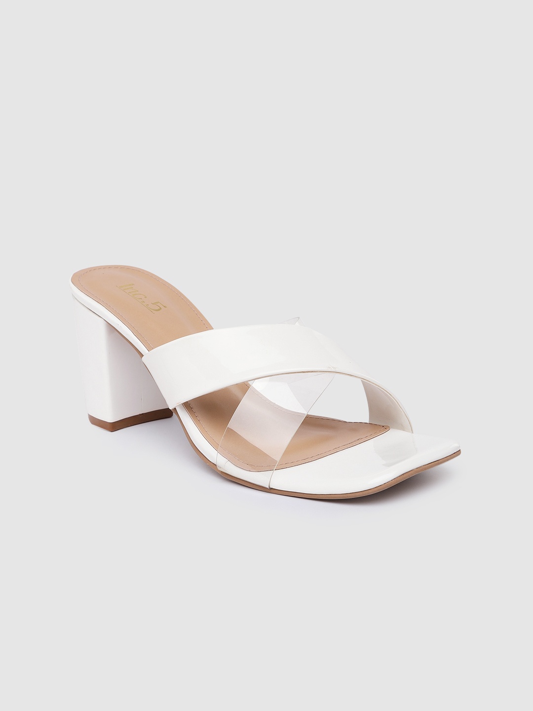 

Inc 5 Solid Block Heels with Transparent Strap, White