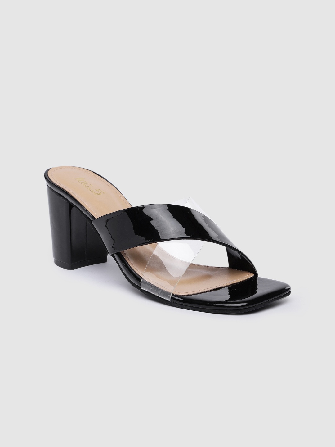 

Inc 5 Solid Block Heels with Transparent Strap, Black