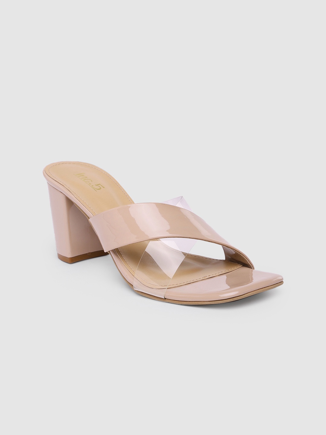 

Inc 5 Solid Block Heels with Transparent Strap, Nude