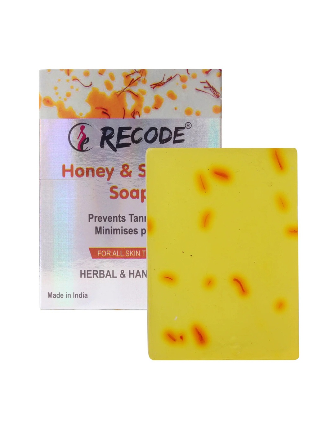 

Recode Honey & Saffron Herbal Handmade Soap with Aloevera & Pineapple - 100 g, Yellow